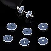 0.36 Inch Silicone Earring Backs Stoppers for Piercings, Clear Discs, 9mm, Non-Pull Stabilizer Pads for Healing Earlobe Support Patches (50 pcs)
