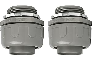 HDHAODA Conduit Connectors, 1-1/4 Inch Liquid Tight Connector NPT Non-Metallic for PVC Electrical Flexible Conduit Fittings, 180 Degree Straight, UL Listed for Home Outdoor Tubes Tools, Grey (2-Pack)