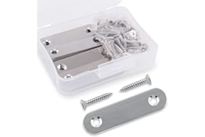 Swpeet 20Pcs 60mm Stainless Steel Flat Straight Brace Brackets Metal Shelf Support Brackets Joining Plate with Screws Perfect