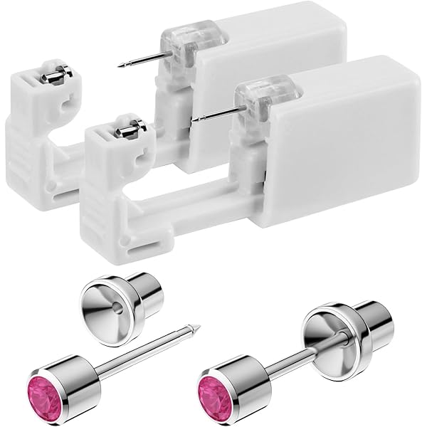 Kit Piercing Per Orecchio Fai-Da-Te - 4 Pistole Monouso Con Orecchini In Acciaio Chirurgico 316L - Foto 6