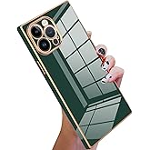 KANGHAR Case Compatible with iPhone 14 Pro Max Luxury Cute Plating Electroplated Design Cute Case Full-Body Anti-Scratch Shockproof Bumper Slim Cover for iPhone 14 Pro Max Dark Green