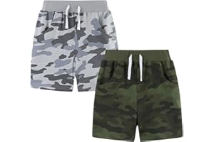AMMENGBEI Toddler Boys Shorts Kids Cotton Sport Jogger Active Short Pants 2 Pack Set 2-7T