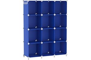 AWTATOS Cube Storage Organizer, 12 Cube Closet Organizers and Storage Shelves, DIY Stackable Bookshelf for Bedroom, Home, Admiral Blue