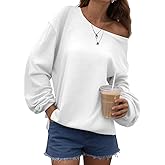 Bellcoco Womens Off the Shoulder Sweatshirt Long Sleeve Loose Pullover Tops Oversized Sweatshirts Trendy Spring Outfits