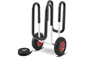 DaisyInner Stand up Paddle Board SUP Transport Cart with Airless Wheels Kayak Dolly Single up SUP Carrier Trolley Aviation Aluminum Paddle Board Cart for Surfboard Fit for Boards up to 6.25" Thick