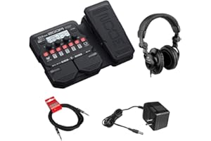 Zoom G1X Four Guitar Effects Processor (Built-In Expression Pedal) with Polsen HPC-A30 Monitor Headphones, 9V Power Adapter & 10ft Instrument Cable Bundle