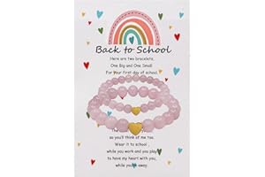 DOLLESS Back to School Bracelets Matching Heart Mother Daughter Bracelets First Day of School Gifts