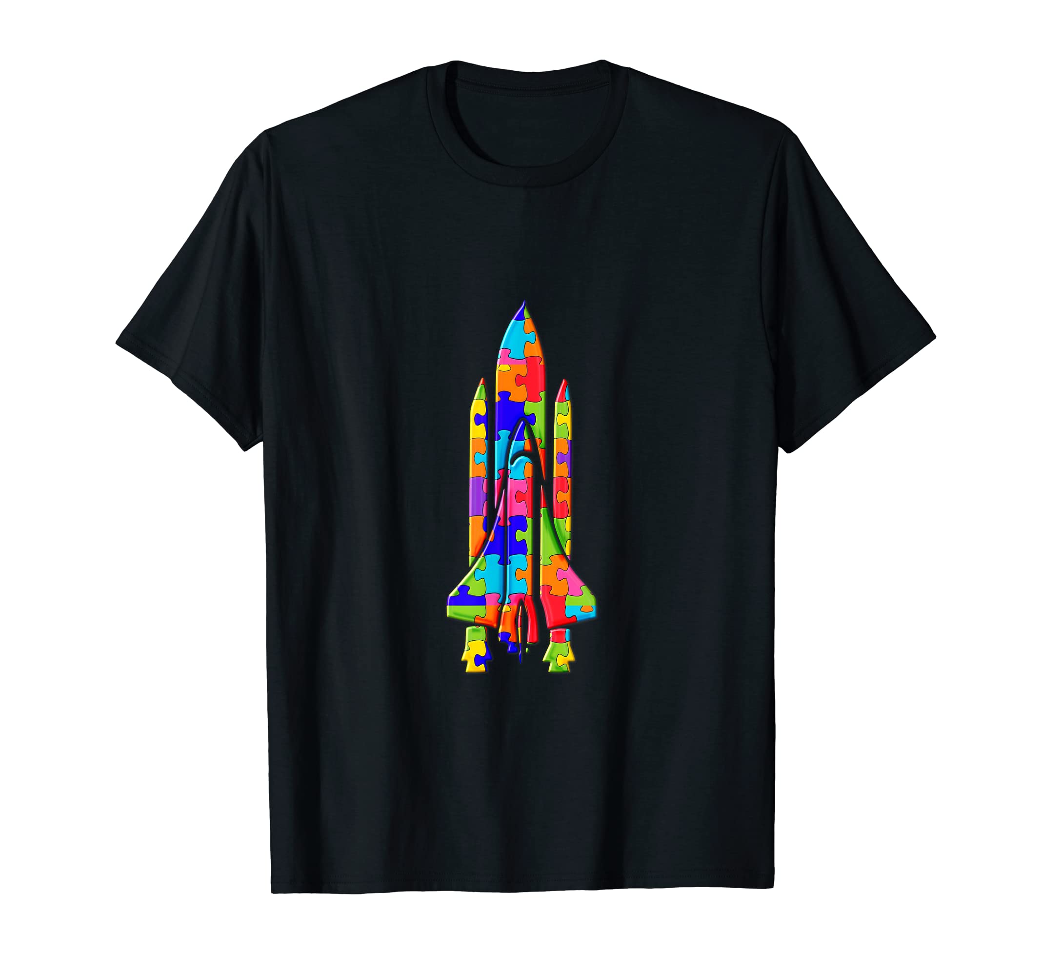 Space Rocket Jigsaw Autism Puzzle T-Shirt
