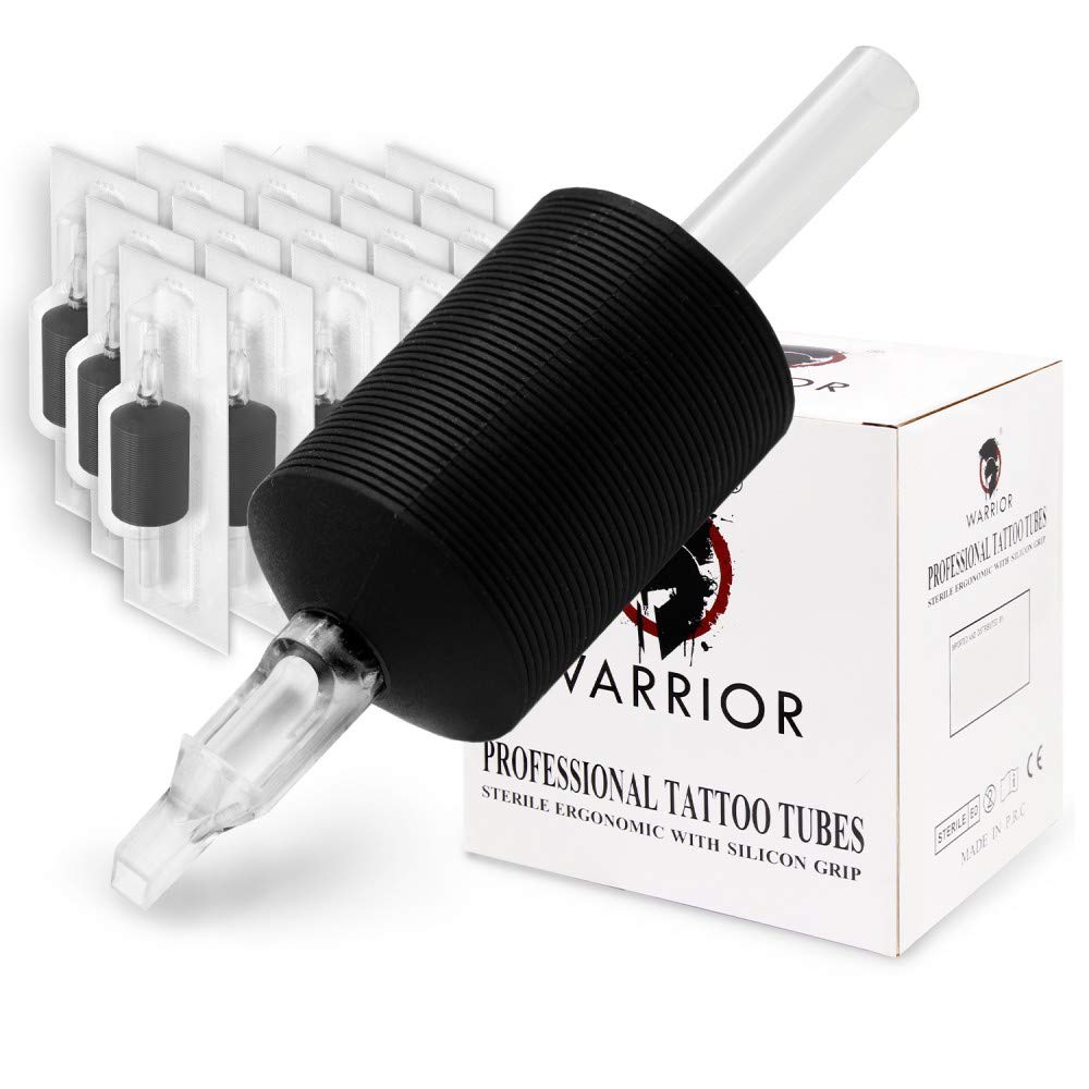 WARRIOR Tattoo Tubes/Disposable Tattoo Grip with Long Tip in Soft Rubber 30mm Magnum/Flat Pack of 15 pcs (1.2/5F)