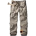 GSGGIG Men's Fleece Lined Camo Hiking Tactical Ripstop Pants Winter Outdoor Work Cargo Pants with 8Pockets No Belt