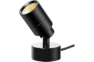 JIAQIYAN Spotlights Indoor LED Uplighting Indoor 5W Up Lights Floor Spotlight 3000k Led Spotlight Indoor 5.9 FT Cord with Foot Switch 1 Pack