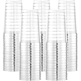 I00000 100 Pack 12 oz Silver Plastic Cups, Silver Rimmed Disposable Cups, Party Wine Glasses Cocktail Glasses Premium Cups with Silver Rim, 12 Ounce Plastic Tumblers For Party