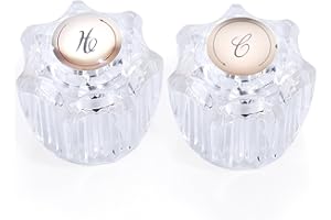 LIBERAQUAR Faucet Handles, Bathtub Faucet Knobs, Complete Faucet Rebuild Trim Kit Compatible with Delta/Delex faucets, Hot and Cold Faucet Replacement Handles in Clear Acrylic, 1 Kit