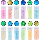 SUNNYCLUE 120g 2mm Glow in The Dark Seed Beads 11/0 Glass Seed Bead Kit Small Cute Green Blue Colorful Luminous Crystal Pony Spacer for Jewelry Making Crafts Bracelets Necklaces DIY Finding Women