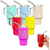 FunTrans 3oz Mini Tumbler Shot Glass with Straw and Lid, 6 Pack Stainless Steel Sublimation Shot Glasses with Handle for Wedding Party Whiskey Cocktail Bar(Color Mix)