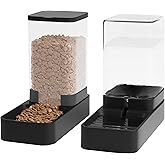 Wefeedy Automatic Cat Feeder and Water Dispenser in Set with Pet Food Bowl,Gravity Dog Waterer and Food Feeder for Small Medium Dog Cat Puppy Kitten Large Capacity(3.3L,Black)