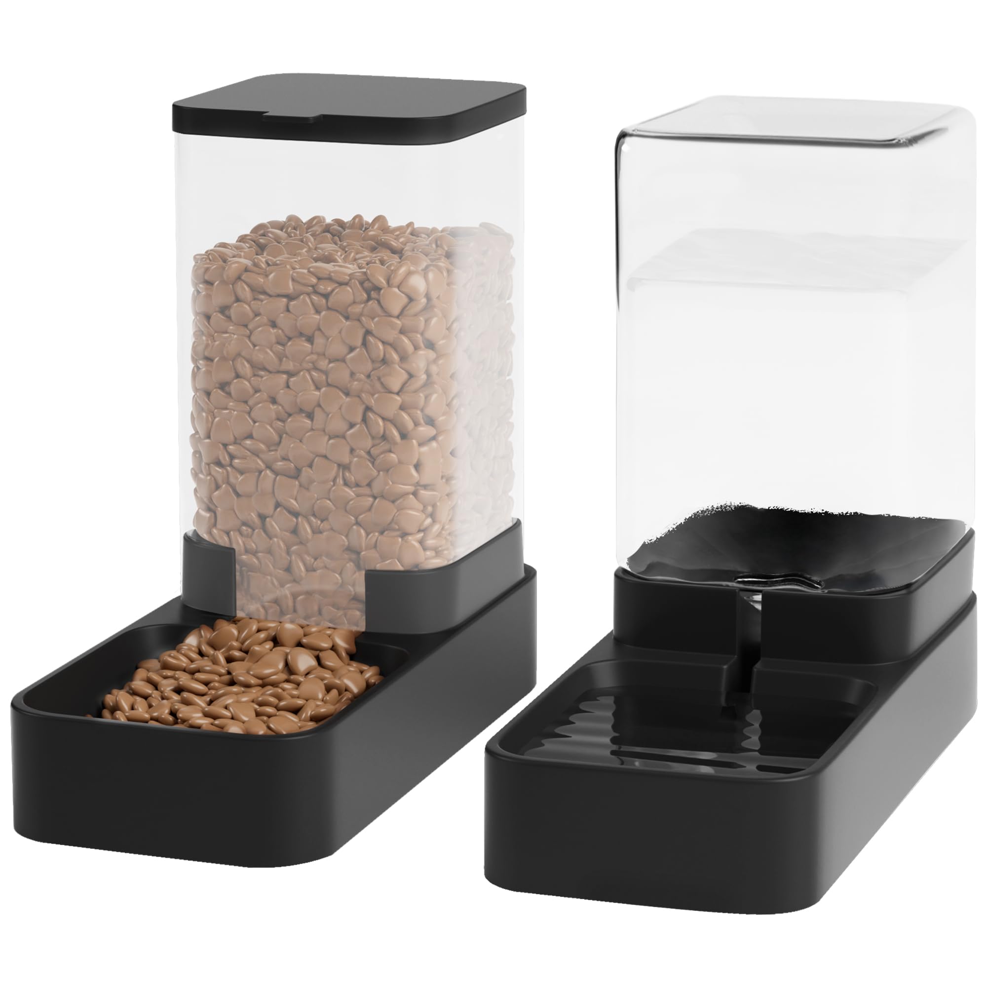 Photo 1 of Wefeedy Automatic Cat Feeder and Water Dispenser in Set with Pet Food Bowl,Gravity Dog Waterer and Food Feeder for Small Medium Dog Cat Puppy Kitten Large Capacity(3.3L,Black)