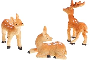 NAMOARLY 3pcs Miniature Deer Figurines Realistic Resin Garden Decorations Micro Landscape Ornaments for