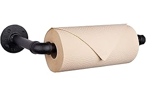 Livabber Industrial Pipe Toilet Paper Holder - Vintage Style DIY Wall Mount Roll Tissue Towel Holder for Bathroom Living Room and Kitchen (13" Paper Towel Holder, Black)