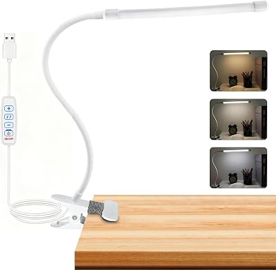 Akynite 8W USB Clip On LED Desk Light, 3 Color Temp, 10 Brightness Levels,