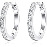 Moissanite Hoop Earrings for Women, 925 Sterling Silver Small Huggie Hoops Earring for Sensitive Ears Hypoallergenic Jewelry for Women
