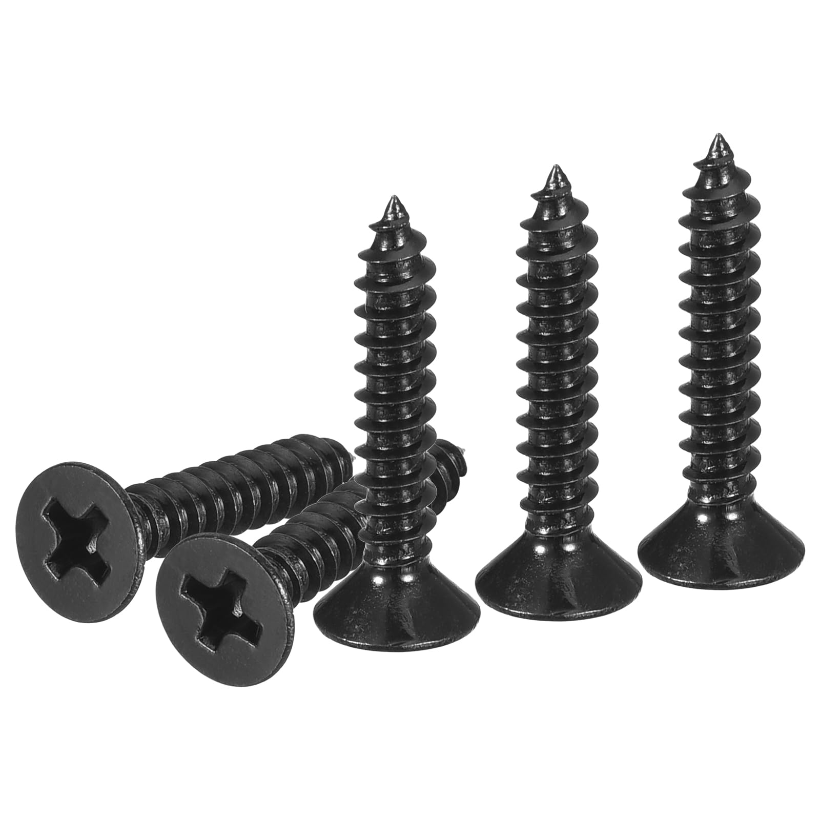 DTGN 100Pcs #6x3/4" Flat Head Wood Screws, Carbon Steel Phillips Self Tapping Screws - Good for Woodworking, Furniture - Black โ image 1
