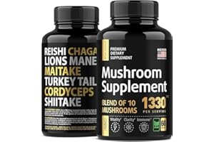 S RAW SCIENCE Mushroom Supplement - Shiitake Mushrooms & Lions Mane Supplement Capsules - Nootropic Mushroom Complex with Chaga Extract & Cordyceps Powder, Brain & Focus Support - Immune Booster Blend - 60 Capsules