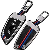 OLLEN Heavy Metal Key Fob Cover Case, Fit for BMW 2 5 6 7 Series X1 X2 X3 X5 X6 GT Series, Full Protection Key Fob Shell Case, Blade Shape, Gunmetal (1 Pcs)