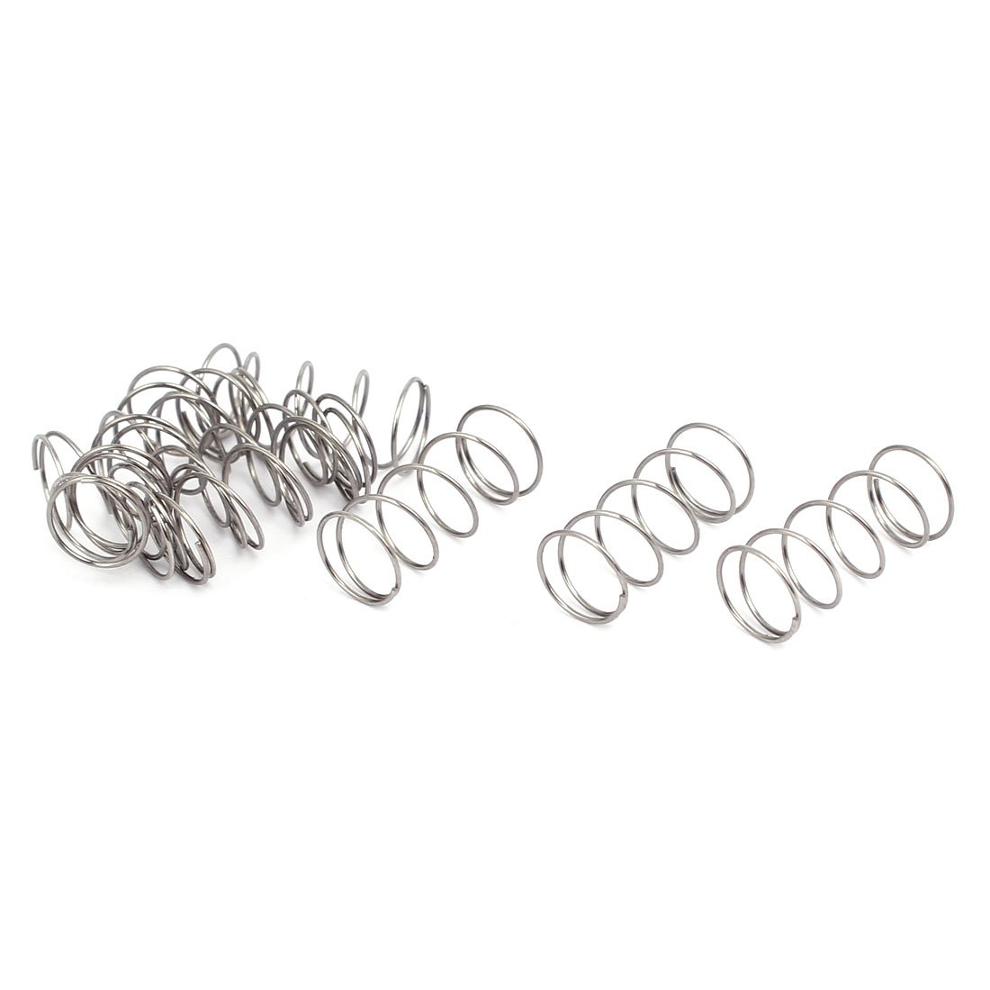 sourcingmap 0.4mmx7mmx15mm 304 Stainless Steel Compression Springs Silver Tone 10pcs