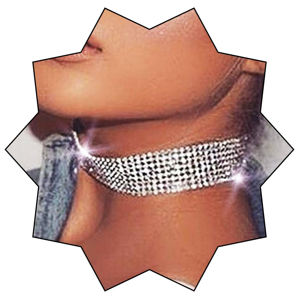 IYOU Boho Rhinestone Choker Necklace Silver Crystal Necklaces Party Prom Festival Chain Jewelry for Women