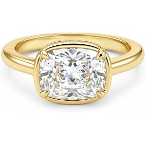 AVECON 3CT Elongated Cushion Cut Engagement Ring for Women East West Travel | 5A Cubic Zirconia Promise Wedding Bands with Pr
