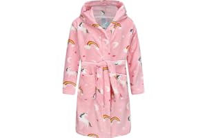 E.W Apparel Boys Fleece Robe Girls Hooded Bathrobe Toddlers Soft Fuzzy Robe for Kids