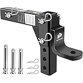 METOWARE Adjustable Trailer Hitch Ball Mount, 9-1/2" Drop and 8-1/4" Rise, Fits 2-Inch Receiver, with 1" Hitch Ball Hole, 6-P