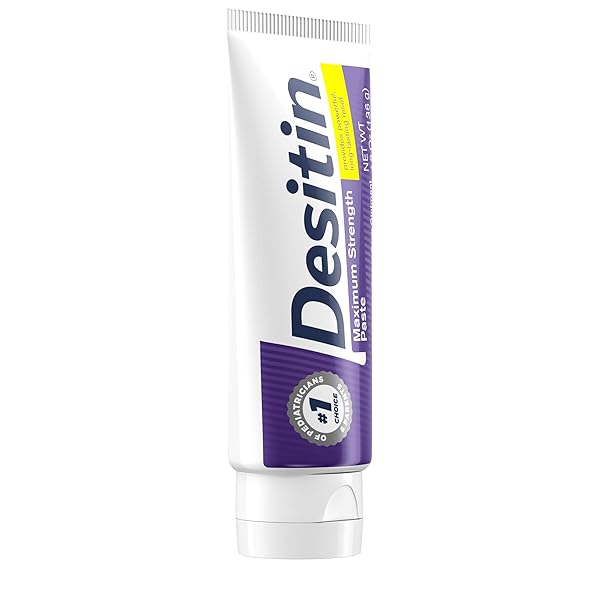 DESITIN MAXIMUM STRENGTH BABY DIAPER RASH CREAM, 40% ZINC OXIDE, HYPOALLERGENIC NO ADDED PARABENS & DYES, PROTECTS & RELIEVES BABY’S SKIN FOR UP TO 12 HOURS, PREVENTS DIAPER RASH, 4.8 OZ TUBE