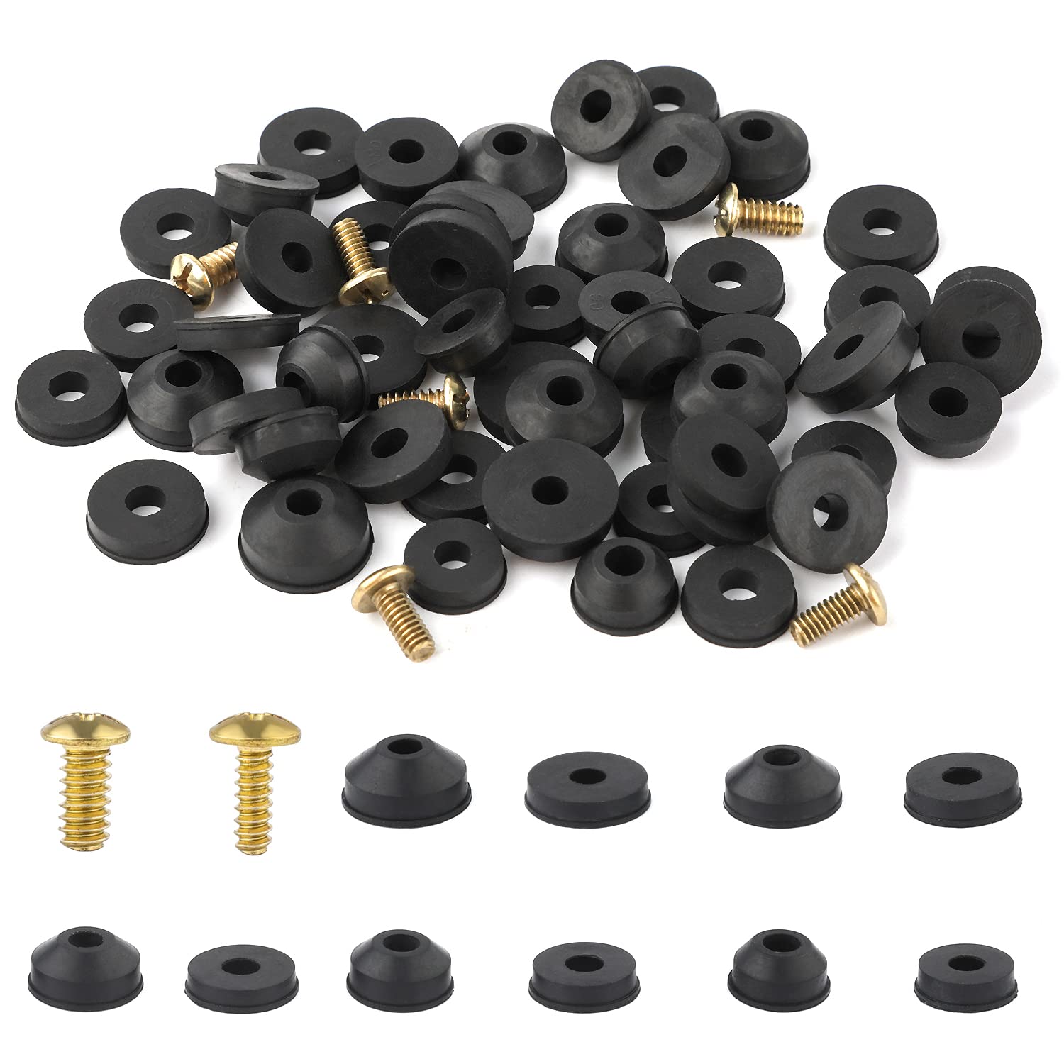 58Pcs Flat Black Faucet Washers Assortment - Rubber Bushing Washers for Repairing Faucets, Screws & Bolts