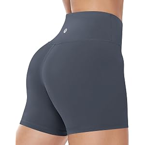 Runhit No Front Seam Women Biker Workout Shorts 4"/6"/8" High Waist Tummy Control Spandex Shorts Gym Yoga Running Volleyball