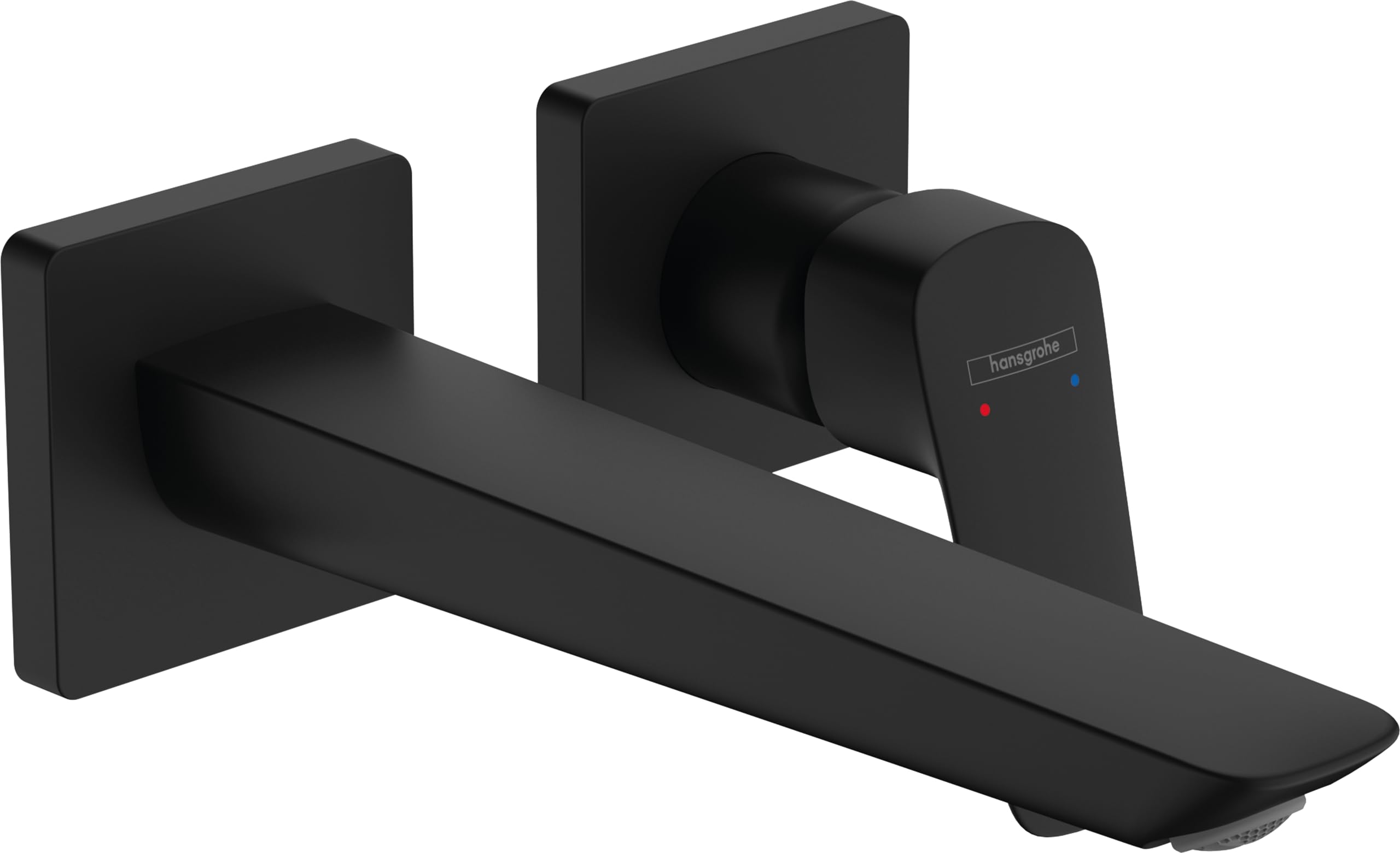 hansgrohe Logis Fine - Bathroom tap wall-Mounted for Concealed Installation, Bathroom Sink Water tap with spout 20,6cm, Bathroom Mixer tap Water-Saving (EcoSmart), matt Black, 71256670