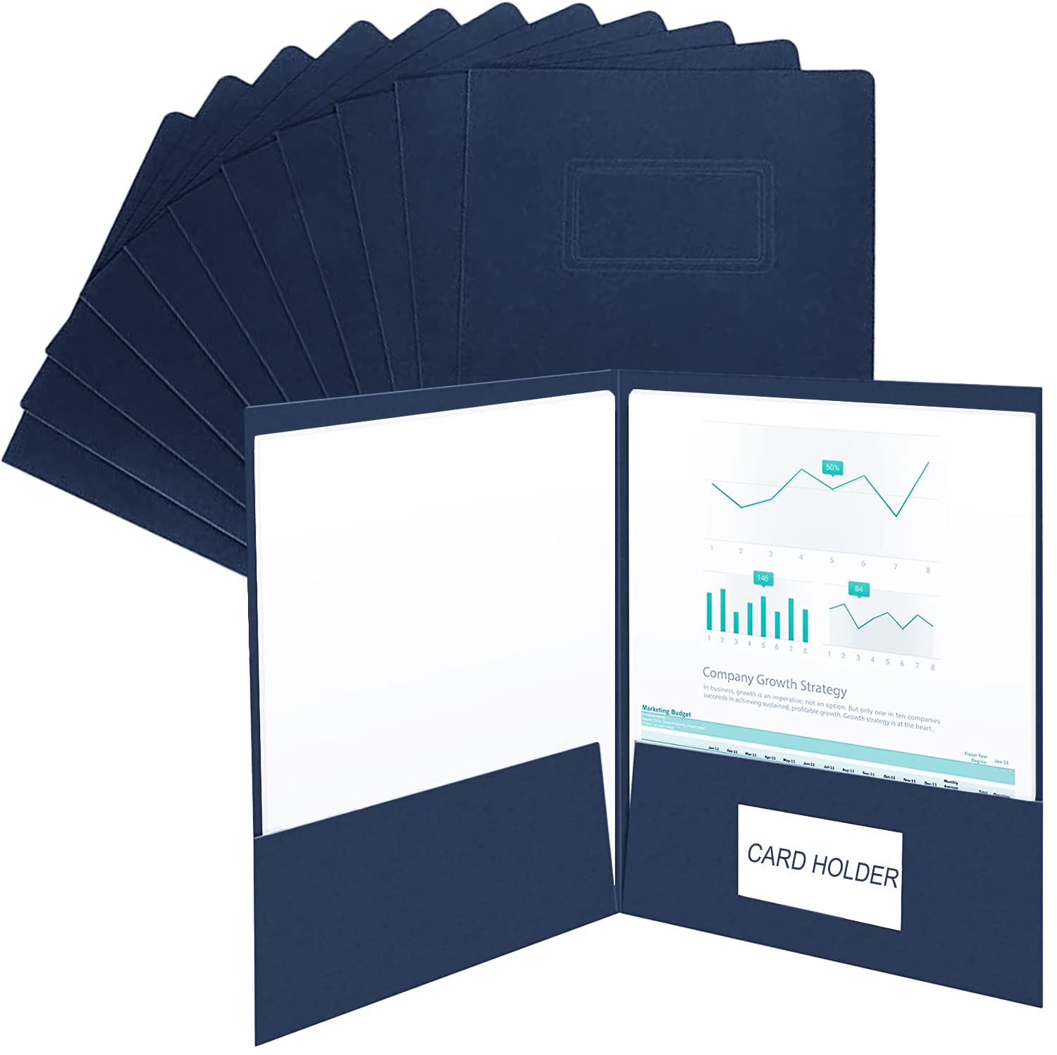 10pcs Easy-Access A4 Paper File Folder with 2 Pockets Project Pocket Folders Report File Presentation Project Folders with Card Holder Document Portfolios File Jackets Paperwork Folders