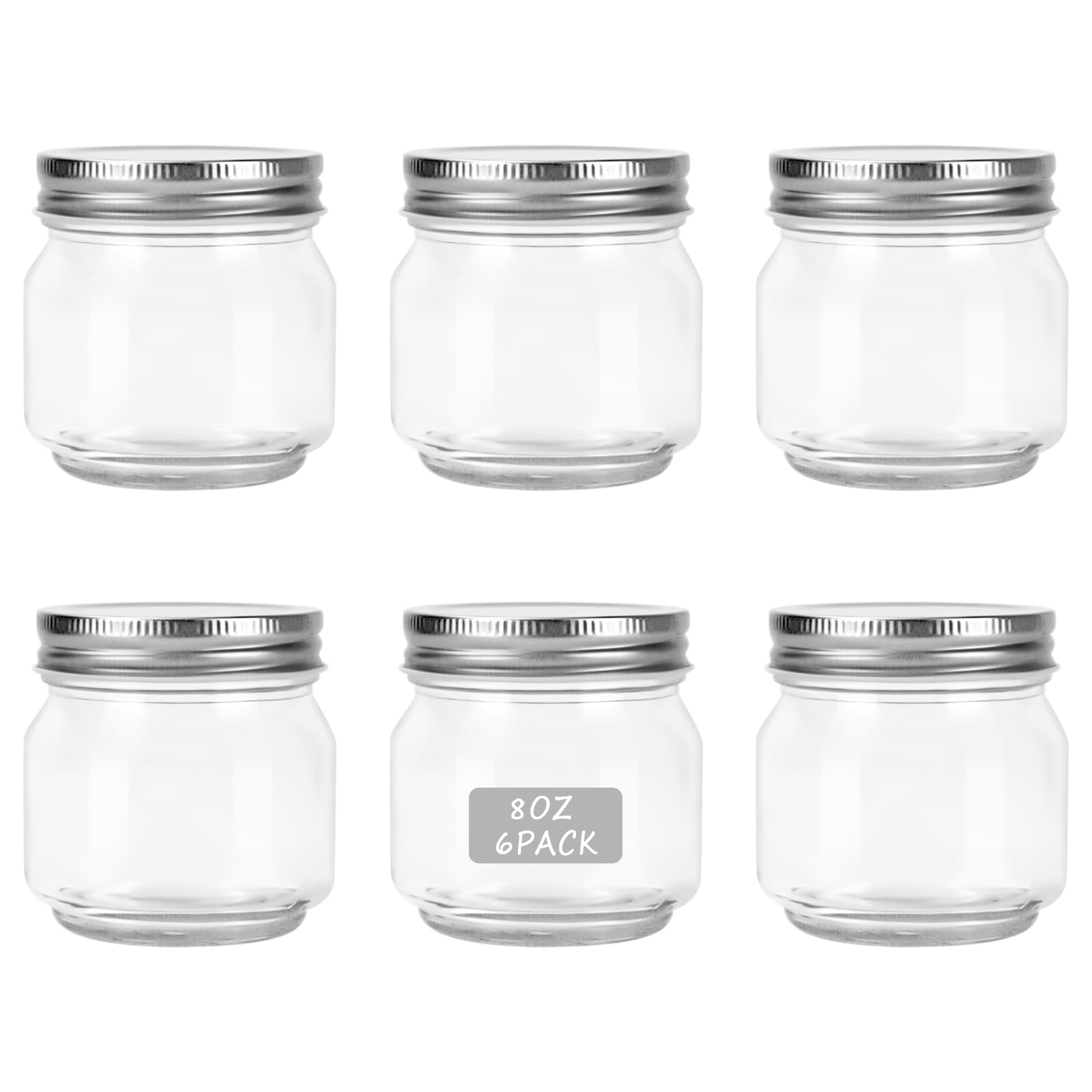 HOXHA Glass Regular Mouth Mason Jars, Clear Glass Jars with Lids for ...