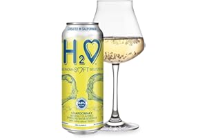 H2❤ H2o (Excellent Acidity) C6– The Only NA with Science Research | California Alcohol-Removed White Wine Infused Refreshment (Larger 1.5X size), 0.0% Non-Alcoholic, (Chardonnay, Pack of 6-12 Fl oz)