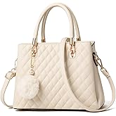I IHAYNER Womens Leather Handbags Purses Top-handle Totes Satchel Shoulder Bag for Ladies with Pompon