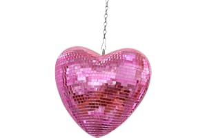 MFGDISCO 6 Inch Pink Heart Shaped Disco Balls for Party, Handmade Gifts Mirror Disco Ball for Decor, Room, Weeding, Garden, Mirror Ball Retro Reflective Disco Ball, Christmas Decor, Disco Mirror Ball Ornaments