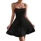 CARE LUCK Dress for Women Sexy Backless Mini Prom, Square Neck Spaghetti Strap High Waist Tie Elegant Party Dress