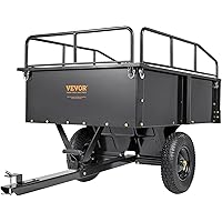 VEVOR ATV Trailer Heavy Duty Steel Dump Cart Tow Behind, 750 lbs 15 Cubic Feet, Garden Utility Trailer Yard Trailers with Rem