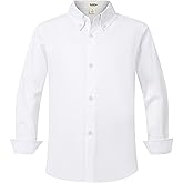 ScHaXjm Boys' Long Sleeve Pure Cotton Classic Collar Buckle Dress Shirt Boys 4-18 Years