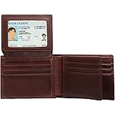 baotuiok Mens Bifold Leather Large Wallet with 2-3 ID/photo windows and 14 Card Slots, Large Capacity RFID Blocking Wallet for Men（Dark brown ）