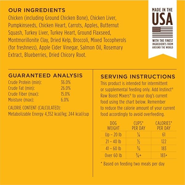INSTINCT RAW BOOST MIXERS, FREEZE DRIED DOG FOOD TOPPER, GRAIN FREE – CAGE FREE CHICKEN, 14 OZ. BAG