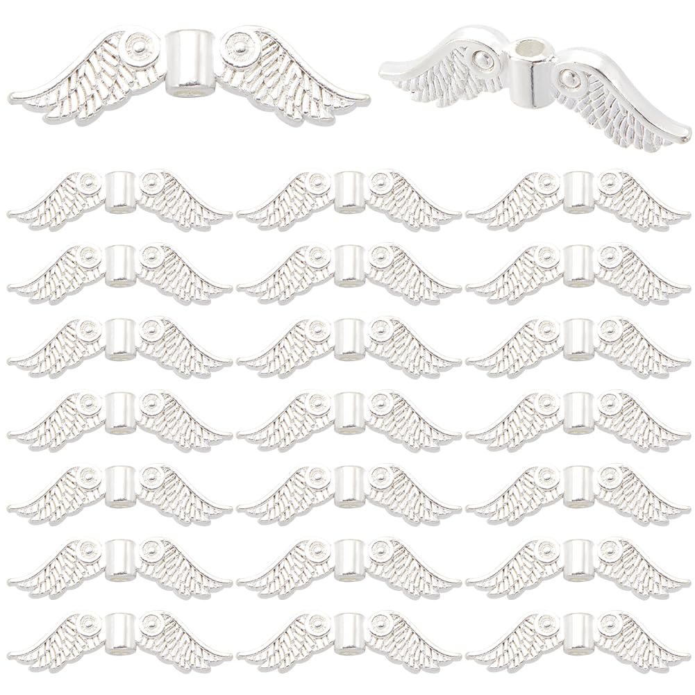 SOFPLATE 1 Box 200pcs Wing Beads Metal Wings Spacer Beads Small Antique Silver Metal Alloy Angel Fairy Butterfly Wing Shape Loose Spacer Bead for jewellery Making Christmas Home Decor Christmas Crafts