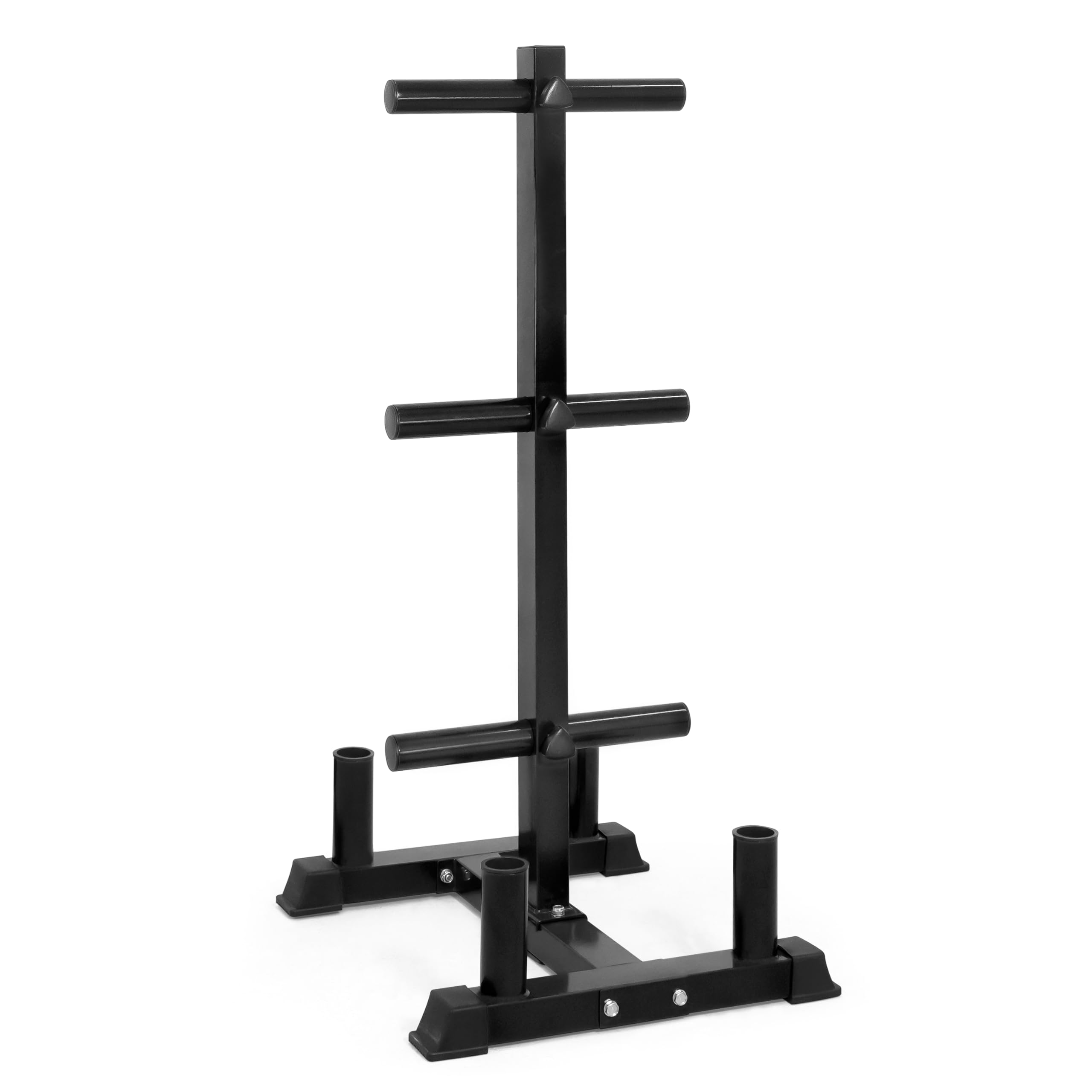 Photo 1 of CAP Barbell Olympic Bumper Plate Tree Rack with 6 Weight Plate Posts and 4 Barbell Storage Holders – Heavy-Duty Steel Gym Organizer for Olympic Plates and Bars - Black