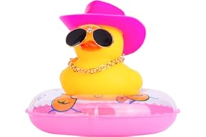 MuMyer Duck Car Dashboard Decorations Rubber Duck Car Ornaments for Car Dashboard Decoration Accessories with Mini Swim Ring Sun Hat Necklace and Sunglasses